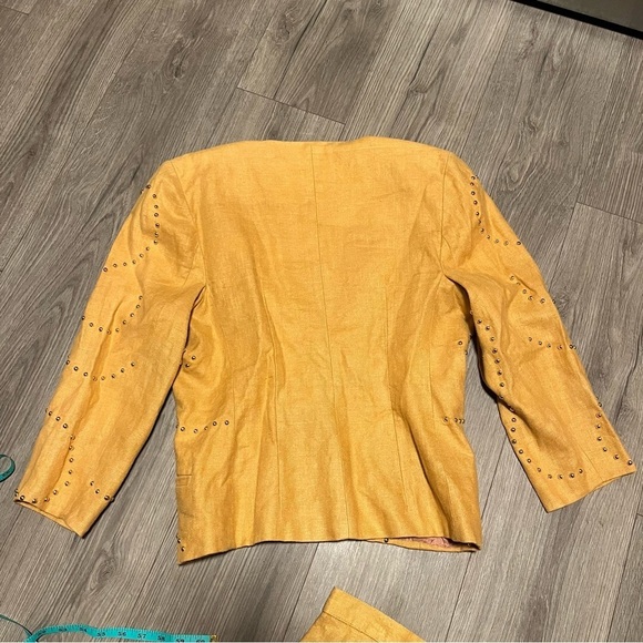 Vintage Magali Collection Two Piece Skirt Blazer Goldenrod Gold Buttons Size 8 - Picture 9 of 12